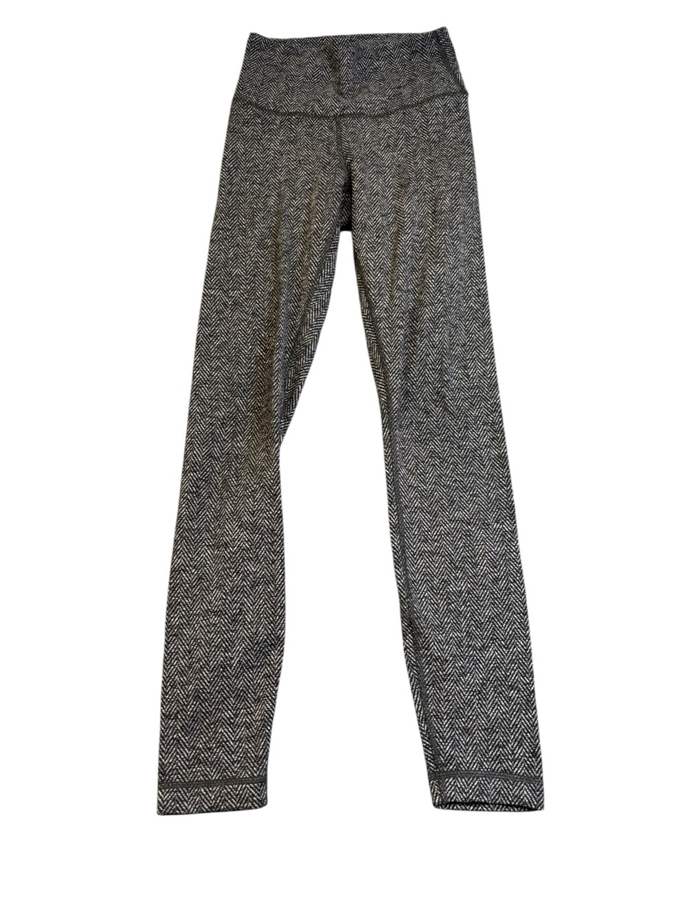 Lululemon Wunder Under HR Leggings Size 2 Heathered Herringbone Black White